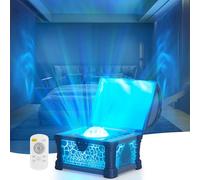 Projecteur Ciel Etoile Coffre au Trésor Avec Bruit Blanc et Enceinte, Veilleuse Projecteur Galaxie Aurore Boréale Lampe Ambiance Télécommandé Minuteur pour Chambre Gaming Enfant Cadeau Noel, Bleu