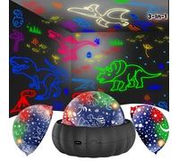 Projecteur Ciel Etoile Enfant 3 en 1 - Rotation 360°, Changement de Couleur, Projecteur Dinosaure, Lune et Étoiles Galaxie