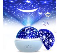 Projecteur Ciel Etoile Enfant, Veilleuse Projecteur Bebe, Veilleuse télécommandée rotative à 360, 8 Couleurs, Veilleuse de chevet Ornement, Idéal pour les cadeaux de Noël et d'anniversaire (Bleu)