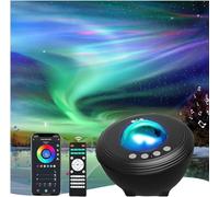 Projecteur Ciel Etoile Galaxie Aurore Boréale Veilleuse Musicale et Lumineuse Planetarium Lampe Plafond pour Adulte Enfant avec somnifères bruit blanc, Compatible avec Alexa - Noir