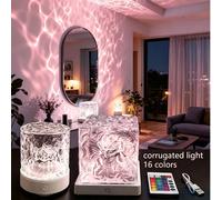 Projecteur cube LED 16 couleurs, effet d'onde d'eau holographique 3D, veilleuse étanche à intensité variable avec télécommande, éclairage rotatif effet flamme et ondulation d'eau pour la décoration de