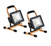 Projecteur de chantier Lampe d'atelier Projecteur extérieur à LED Lampe de jardin, portable Spot orientable, 20W 1970lm blanc froid, LxlxH 22,5x10x28 cm, 2er Set