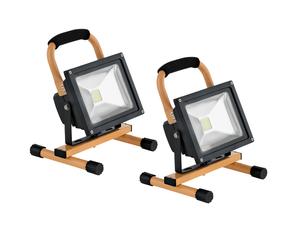 Projecteur de chantier Lampe d'atelier Projecteur extérieur à LED Lampe de jardin, portable Spot orientable, 20W 1970lm blanc froid, LxlxH 22,5x10x28 cm, 2er Set