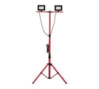 Projecteur de chantier LED sur trépied, 2 x 20 W, extensible jusqu'à 155 cm, câble de 3 m. Étanche IP65. Usage extérieur. Idéal pour les chantiers, les travaux, les fêtes et les barbecues.