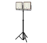 Projecteur de chantier rechargeable UISEBRT LED 2x200W avec trépied noir, IP66, intensité réglable, recharge USB-C, télécommande pour chantier, atelier et jardin