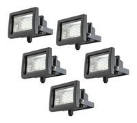 Projecteur de construction à LED projecteur mural extérieur, aluminium verre gris 10W 750lm blanc lumière du jour, lot de 5