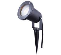 Projecteur de jardin LED avec piquet de terre éclairage de chemin gris courant extérieur lampe extérieure avec fiche, aluminium verre IP65, 4,5W 400lm blanc chaud, DxH 9,8x32,5 cm