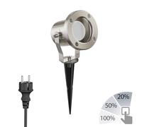 ledscom.de : Projecteur extérieur à picots, modèle MIBU, en acier inoxydable chromé mat, avec lampe LED GU10, variateur 3 niveaux, lumière blanche, 609 lumens