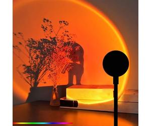 Projecteur de lampe de coucher de soleil - Lumière d'ambiance arc-en- USB | Lampe de coucher de soleil d'ambiance LED 7 couleurs avec bouton | Rotation à 360° Effet clair de lune et soleil