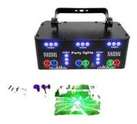 Projecteur de lumière de scène DJ - 15 LED RGB - 6 Effets Laser - Activé par le Son - Noir