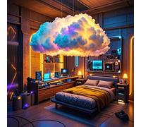 Projecteur de lumière LED en forme d'éclair et de nuage 3D - Alimenté par USB, gradable, avec télécommande, peut être fixé au mur, sans piles requises, comprend la source lumineuse, en matériau ABS, s