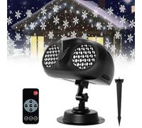 Projecteur de lumières de Noël 2 têtes, projecteur de Noël, lumière de Noël | 12 W IP65, 3 effets de neige, télécommande, minuterie 2/4/6 h, sol ou mur, 55,7 m², fête.