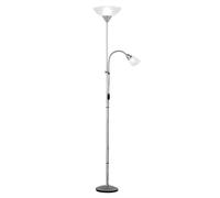 Projecteur de plafond lampe de lecture lampe de salon lampadaire réglable en hauteur, lampe de lecture flexible, métal titane, plastique blanc, 1x E27 1x E14, PxH 28 x 180 cm