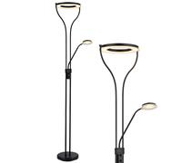 Projecteur de plafond LED lampadaire lampadaire lampe de lecture lampe de salon, métal acrylique noir, spot de lecture mobile dimmable flexo, 20W 3000K blanc chaud 1800lm, H 194 cm