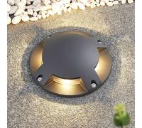 Projecteur de sol LED Lindby Cormac, 4 lampes, Ø 21 cm, IP67 Cormac, noir, Aluminium, Moderne, Luminaire extérieur LED