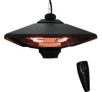 Projecteur de terrasse Moonbite, 2000 W, avec télécommande et éclairage LED optionnel. Radiateur de plafond halogène avec 2 niveaux de chauffage, en aluminium, de couleur noire