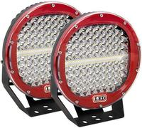Projecteur de travail à LED 9 pouces, 294 W, 24 000 lm, bande lumineuse à LED rouge, étanche, pour camions, SUV, véhicules tout-terrain, tracteurs et bateaux.