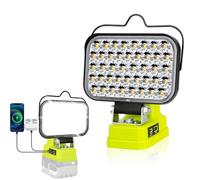 Projecteur de travail sans fil portable 84 W 8000 lm pour batterie Ryobi 18V, avec ports de chargement USB et Type C. Idéal pour l'éclairage de secours, le camping, la pêche et l'atelier