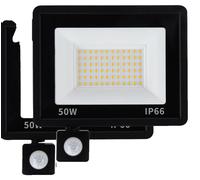 Projecteur, détecteur de mouvement, étanche, 2 pièces de 50 W avec capteur PIR, lumière chaude