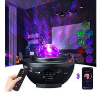 Projecteur d'étoile Veilleuse Lampe LED 10 couleurs 3-en-1 Bluetooth, télécommande et Disque U, Musique Commande vocale pour