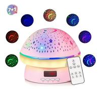 Projecteur D'étoiles, Veilleuse Ciel Étoilé, Télécommande Rotative À 360°, Veilleuse Multicolore (Rose)