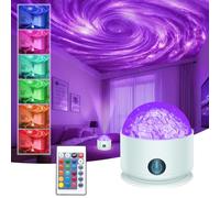 Projecteur galaxie avec télécommande - Projecteur d'étoiles rechargeable par USB - 16 couleurs et 5 niveaux de luminosité - Lumière sensorielle de la voie lactée pour enfant - Veilleuse rotative pour