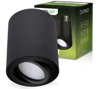 Projecteur halog?ne en saillie, tube orientable GU10, rond, noir, 84 mm, AMAT-M