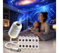 Projecteur HD Smart 5D holographique de nuit, mini USB Galaxy Star Light projecteur avec 12 disques de film, rotation à 360 °, lampe de chevet pour chambre à coucher, plafond, voiture, toit