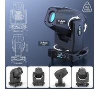Projecteur LED 3-en-1 mobile - Éclairage de scène DMX - LED 200W - Zoom 8-40° - Prisme 5 faces - Variation de l'intensité lumineuse linéaire - Prise européenne - Noir