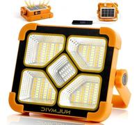 Projecteur LED 60 W pour chantier, avec batterie et panneau solaire