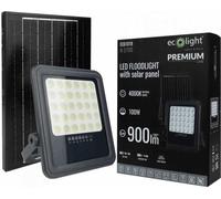 Projecteur Led À Panneau Solaire 100 W + Télécommande Et Capteur Crépusculaire Ip65, Neutre