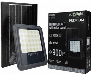 Projecteur Led À Panneau Solaire 100 W + Télécommande Et Capteur Crépusculaire Ip65, Neutre