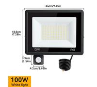 Projecteur LED - Applique murale extérieure - Détecteur de mouvement PIR - 220 V AC - Indice de protection IP65 - Aluminium - Lumière blanche froide