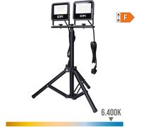 Projecteur Led Avec Trépied 2x30w 2x2370lm 6400k Lumière Froide Noire Série Edm