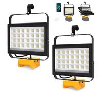Projecteur LED de Chantier 100W, T-SUNUS Lampe de Travail Portable Rechargeable USB-C & USB Compatible avec Batterie 18V Dewalt, 2 Modes pour Atelier Camping Réparations 2 Pezzi (Sans Batterie)
