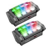 Projecteur LED DJ à tête mobile - Mini Spider - Ensemble de 2 projecteurs, chacun avec 8 LED de 3W RGBW 4 en 1 pour un effet de faisceau - 48W, compatible DMX512 RDM, 7/15 canaux - Prise européenne