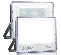 Projecteur LED Extérieur, 200W Puissant Spot LED Extérieur, 2 PACK | 20000 Lumen 6500K Blanc Froid, IP67 Étanche Projecteur Exterieur LED pour Jardin Garage Patio Cour Atelie
