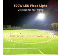 Projecteur LED extérieur, 500 W, 50 000 lumens, indice de protection IP66, 3 têtes