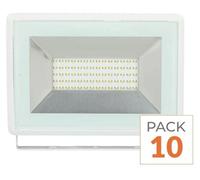 Pack de 10 - Projecteur LED Extérieur 50W IP65 BLANC IK06 - Blanc Neutre 4000K - 5500K