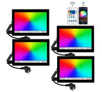 Projecteur LED Extérieur Couleur, T-SUNUS 30W Projecteur LED RGB avec APP Bluetooth et Télécommande, IP66 Etanche Spot Extérieur Pour Arbre Soirée Bar Fête Noël 4 Pièces