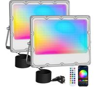 Projecteur LED extérieur RGB - 150W - 2 pièces - RGB et blanc 5000K - Télécommande 2.4G - Application Bluetooth
