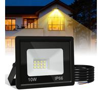 Projecteur LED extérieur Vigevee, 10W, projecteur LED IP66, angle de diffusion 120°, lumière blanc chaud 3000K, câble de 1 mètre sans prise, lot de 10