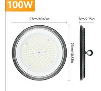 Projecteur LED industriel haute performance - Puissance : 100 W - Température de couleur : 6500 K - Indice de protection : IP65 - Tension : 85–265 V AC - Matériau : aluminium - Adapté aux halls et ate