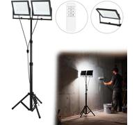 Projecteur LED LARS360 2×200W, lampe d'atelier, éclairage de chantier, éclairage de studio, intensité variable, orientation flexible, trépied réglable en hauteur, télécommande