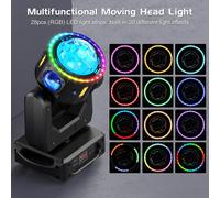 Projecteur LED mobile - 120 W, projecteur de scène DMX - 4-en-1 RGBW - Effet laser et stroboscopique - Angle de diffusion de 2° - Prise européenne - Noir