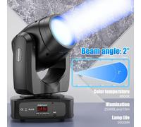 Projecteur LED mobile - Éclairage de scène DMX - 4 x 200 W - Angle de faisceau de 2° - 7 couleurs - Prisme à 18 faces - Coffret de transport - Noir
