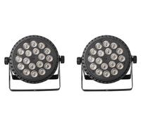 Projecteur LED PAR 18x12 W - Projecteur de scène RGBW plat - Lot de 2 - 216 W - DMX512 - Angle de diffusion de 40° - Alimentation 100–240 V - Prise européenne
