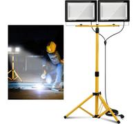 Projecteur LED pour chantier avec trépied, 2 x 200W, étanche IP66, projecteur extérieur à hauteur réglable, 6500K, idéal pour chantier, garage, atelier, jardin