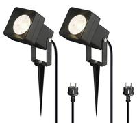 Projecteur LED pour jardin, IP65, 5W, culot GU10, lumière blanche chaude, pack de 2, couleur noire