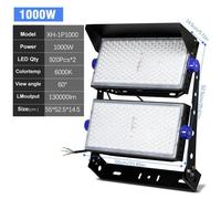 Projecteur LED pour stade - XH-1P1000W - 1000 W, haute performance - 150 lm/W - 6000 K, lumière blanche froide - IP65, étanche - AC 120-277 V, idéal pour les parkings et les tunnels